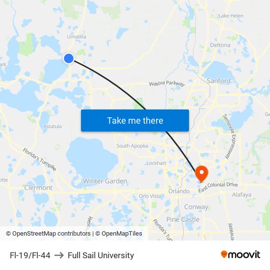 Fl-19/Fl-44 to Full Sail University map