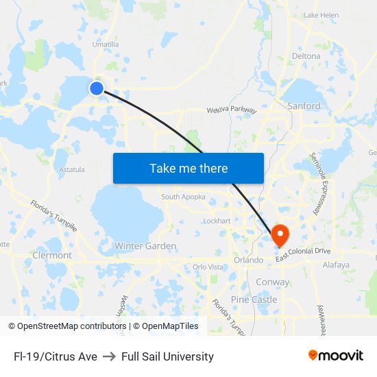 Fl-19/Citrus Ave to Full Sail University map