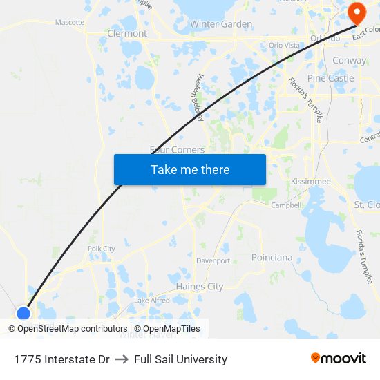 1775 Interstate Dr to Full Sail University map