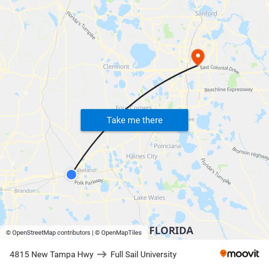 4815 New Tampa Hwy to Full Sail University map