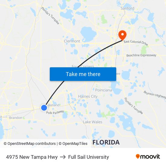 4975 New Tampa Hwy to Full Sail University map