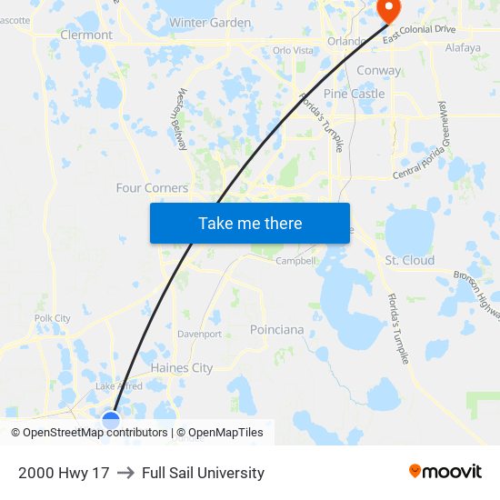 2000 Hwy 17 to Full Sail University map