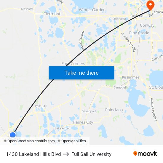 1430 Lakeland Hills Blvd to Full Sail University map