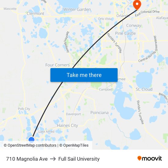 710 Magnolia Ave to Full Sail University map