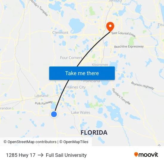 1285 Hwy 17 to Full Sail University map
