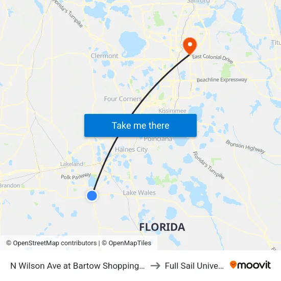 N Wilson Ave at Bartow Shopping Center to Full Sail University map