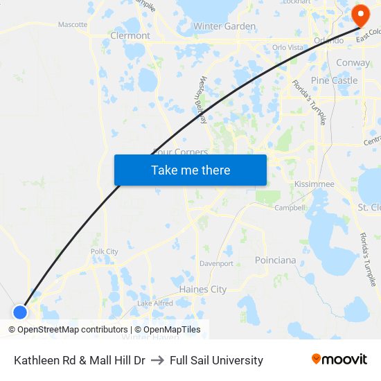 Kathleen Rd & Mall Hill Dr to Full Sail University map