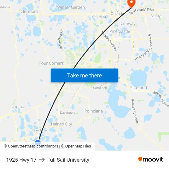 1925 Hwy 17 to Full Sail University map