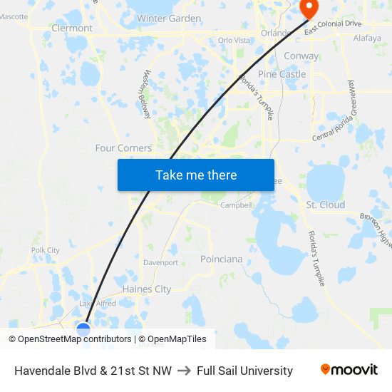Havendale Blvd & 21st St NW to Full Sail University map
