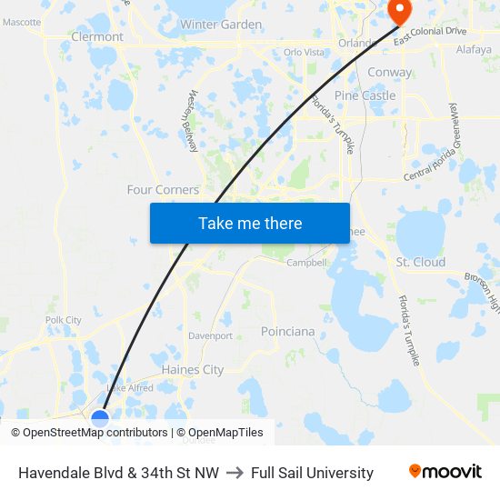 Havendale Blvd & 34th St NW to Full Sail University map