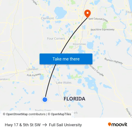 Hwy 17 & 5th St SW to Full Sail University map