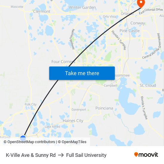 K-Ville Ave & Sunny Rd to Full Sail University map