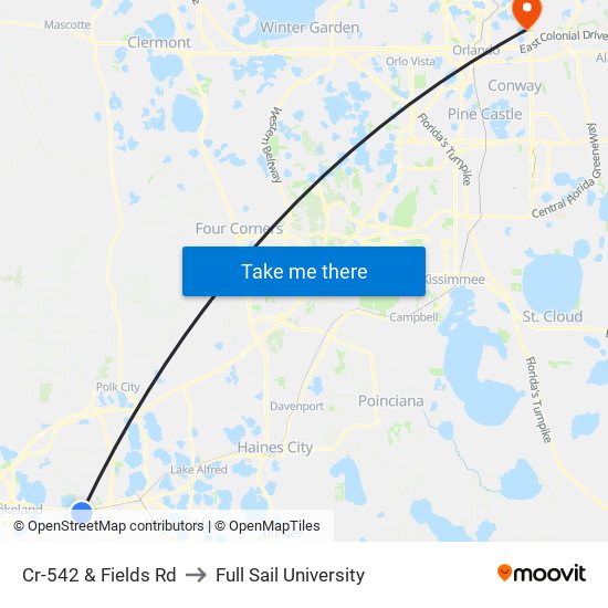 Cr-542 & Fields Rd to Full Sail University map