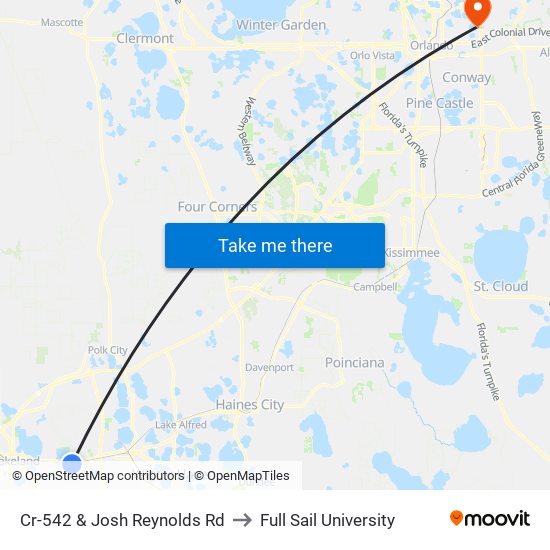 Cr-542 & Josh Reynolds Rd to Full Sail University map