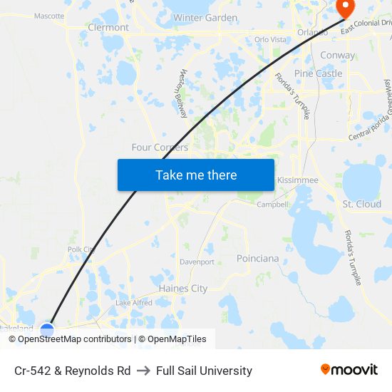 Cr-542 & Reynolds Rd to Full Sail University map