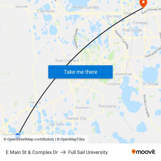 E Main St & Complex Dr to Full Sail University map