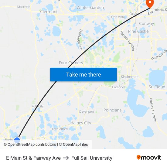 E Main St & Fairway Ave to Full Sail University map