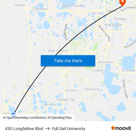 430 Longfellow Blvd to Full Sail University map