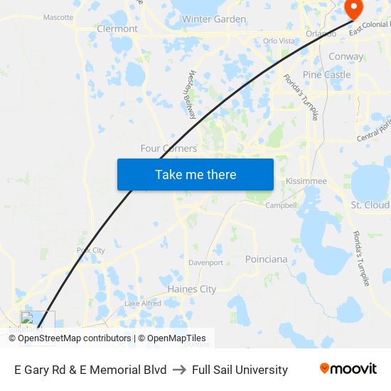 E Gary Rd & E Memorial Blvd to Full Sail University map