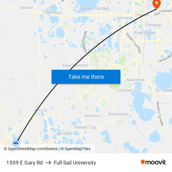 1509 E Gary Rd to Full Sail University map