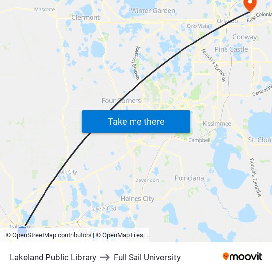 Lakeland Public Library to Full Sail University map