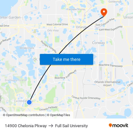 14900 Chelonia Pkway to Full Sail University map