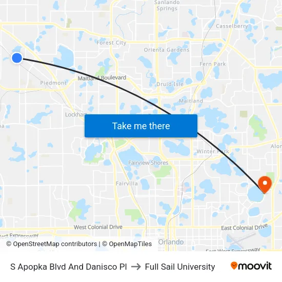 S Apopka Blvd And Danisco Pl to Full Sail University map