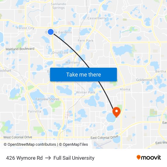 426 Wymore Rd to Full Sail University map