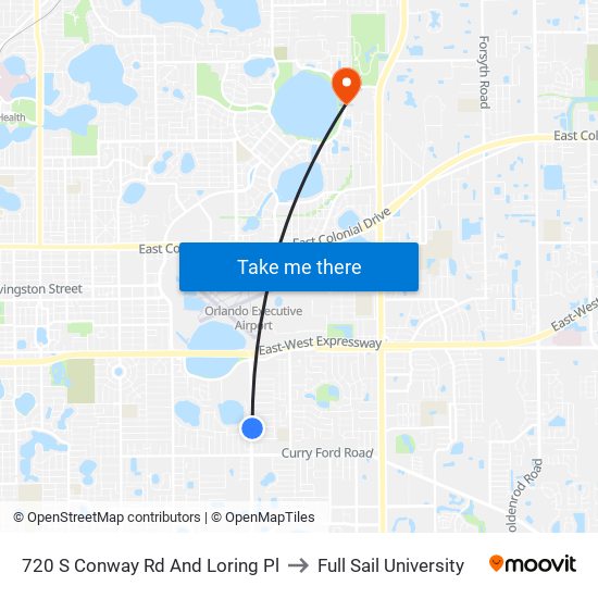 720 S Conway Rd And Loring Pl to Full Sail University map