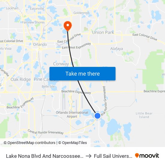 Lake Nona Blvd And Narcoossee Rd to Full Sail University map