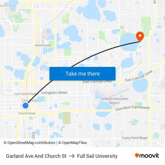 Garland Ave And Church St to Full Sail University map