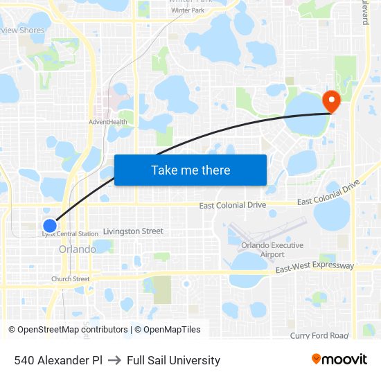 540 Alexander Pl to Full Sail University map