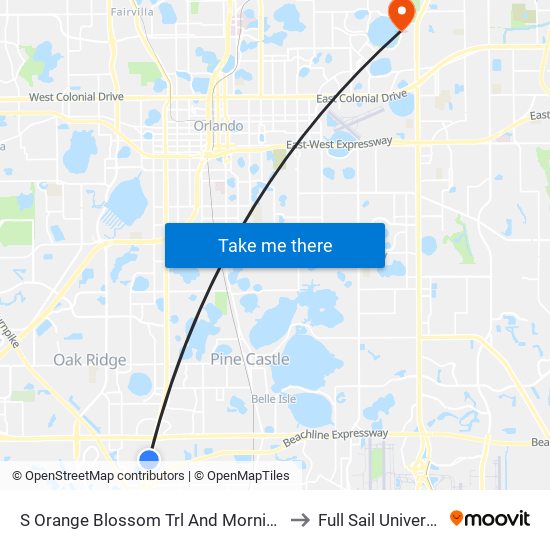 S Orange Blossom Trl And Morning Dr to Full Sail University map