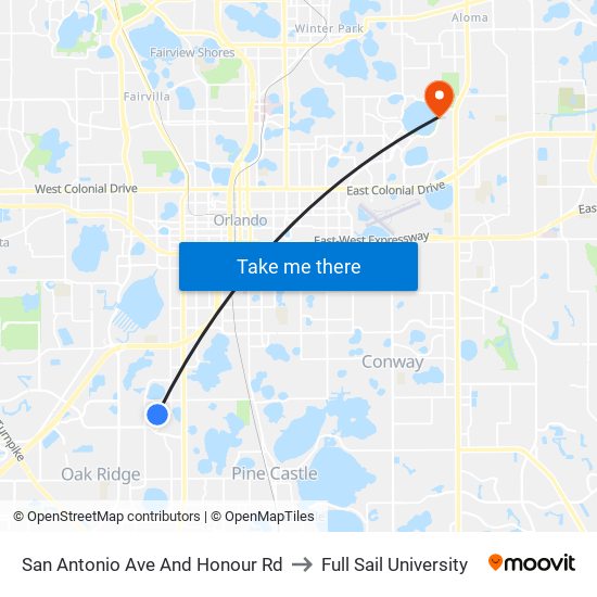 San Antonio Ave And Honour Rd to Full Sail University map