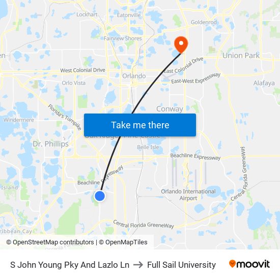 S John Young Pky And Lazlo Ln to Full Sail University map