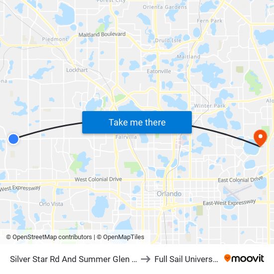 Silver Star Rd And Summer Glen Dr to Full Sail University map