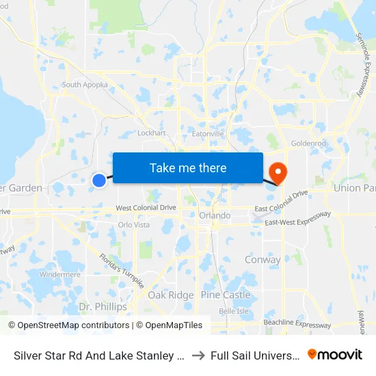 Silver Star Rd And Lake Stanley Rd to Full Sail University map