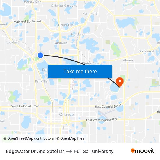 Edgewater Dr And Satel Dr to Full Sail University map