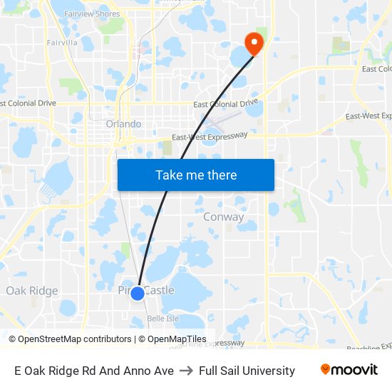 E Oak Ridge Rd And Anno Ave to Full Sail University map