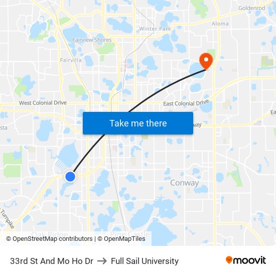 33rd St And Mo Ho Dr to Full Sail University map