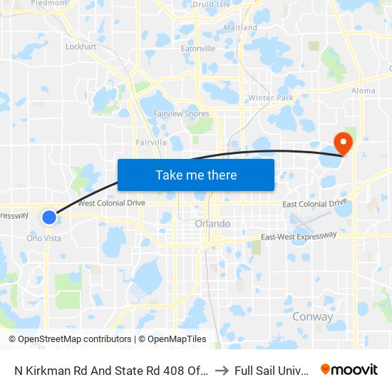 N Kirkman Rd And State Rd 408 Off Ramp E to Full Sail University map