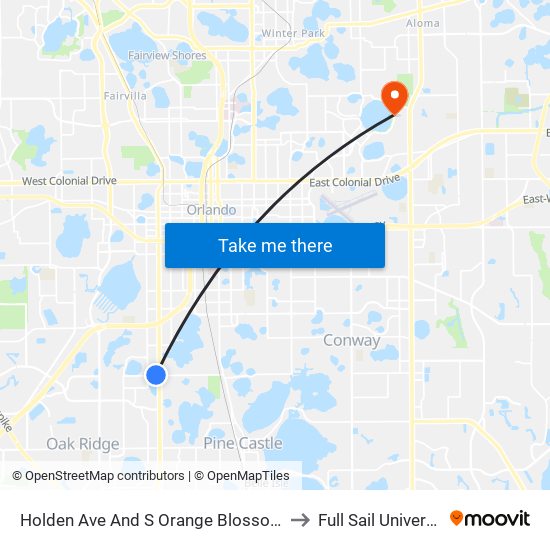 Holden Ave And S Orange Blossom Trl to Full Sail University map