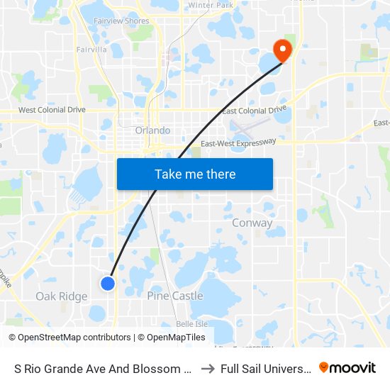 S Rio Grande Ave And Blossom Ter to Full Sail University map