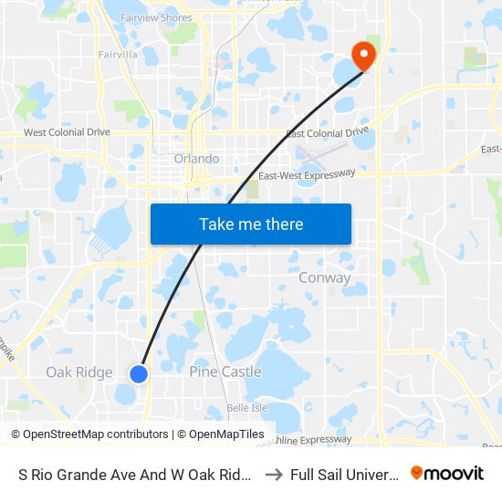 S Rio Grande Ave And W Oak Ridge Rd to Full Sail University map