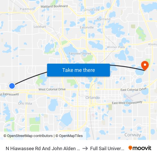 N Hiawassee Rd And John Alden Way to Full Sail University map