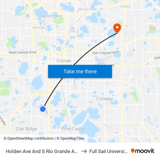 Holden Ave And S Rio Grande Ave to Full Sail University map