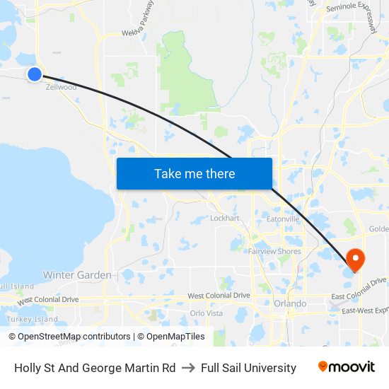 Holly St And George Martin Rd to Full Sail University map