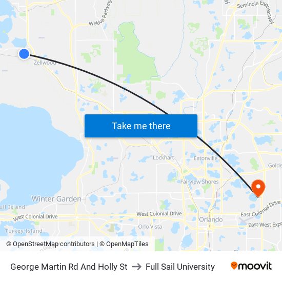 George Martin  Rd And Holly  St to Full Sail University map
