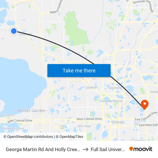 George Martin Rd And Holly Creek Rd to Full Sail University map