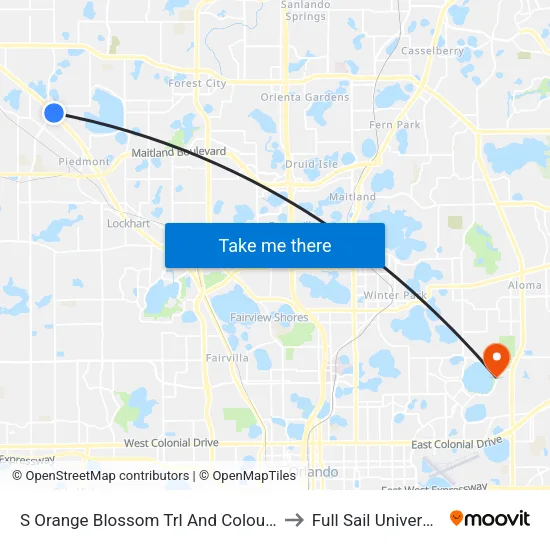 S Orange Blossom Trl And Colour Pl to Full Sail University map